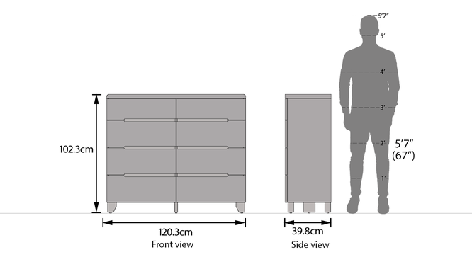 Oslo Engineered Wood Chest of 8 Drawers in White Finish