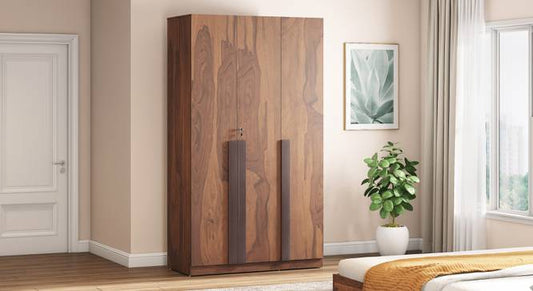 Rodrigues Engineered Wood 3 Door Wardrobe Without Mirror in Sheesham Finish
