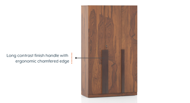 Rodrigues Engineered Wood 3 Door Wardrobe Without Mirror in Sheesham Finish