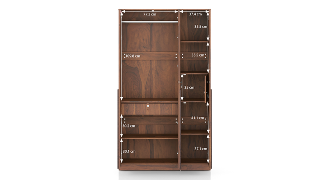 Rodrigues Engineered Wood 3 Door Wardrobe Without Mirror in Sheesham Finish
