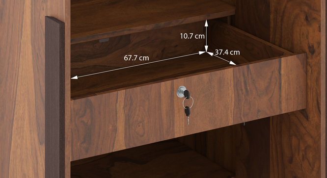 Rodrigues Engineered Wood 3 Door Wardrobe Without Mirror in Sheesham Finish