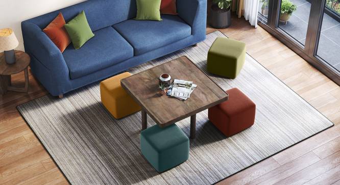 Tetra Square Solid Wood Coffee Table in Danish Walnut Finish