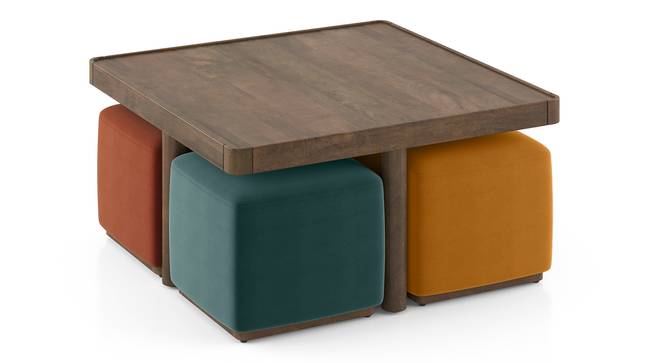 Tetra Square Solid Wood Coffee Table in Danish Walnut Finish