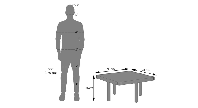 Tetra Square Solid Wood Coffee Table in Danish Walnut Finish