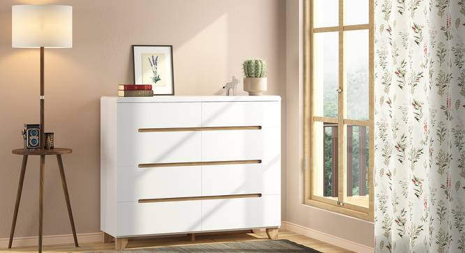 Oslo Engineered Wood Chest of 8 Drawers in White Finish