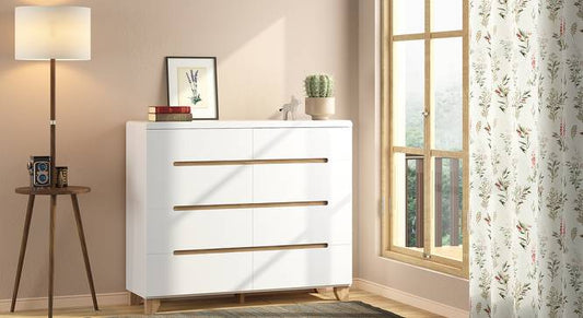 Oslo Engineered Wood Chest of 8 Drawers in White Finish