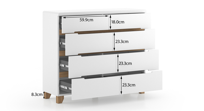 Oslo Engineered Wood Chest of 8 Drawers in White Finish