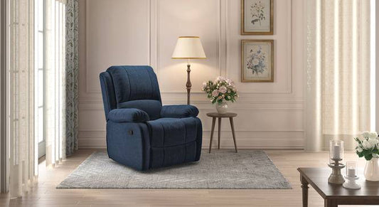 Lebowski Fabric One Seater Manual Recliner in Cobalt Fabric